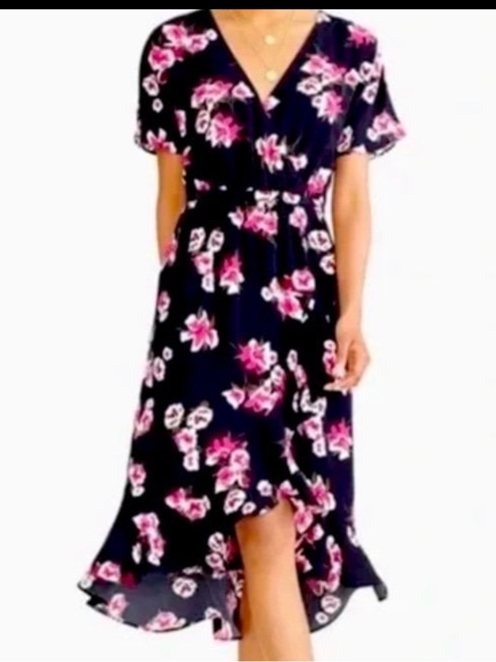 J.Crew Floral Ruffle Pink High Low Dress Size S